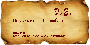 Draskovits Elemér névjegykártya